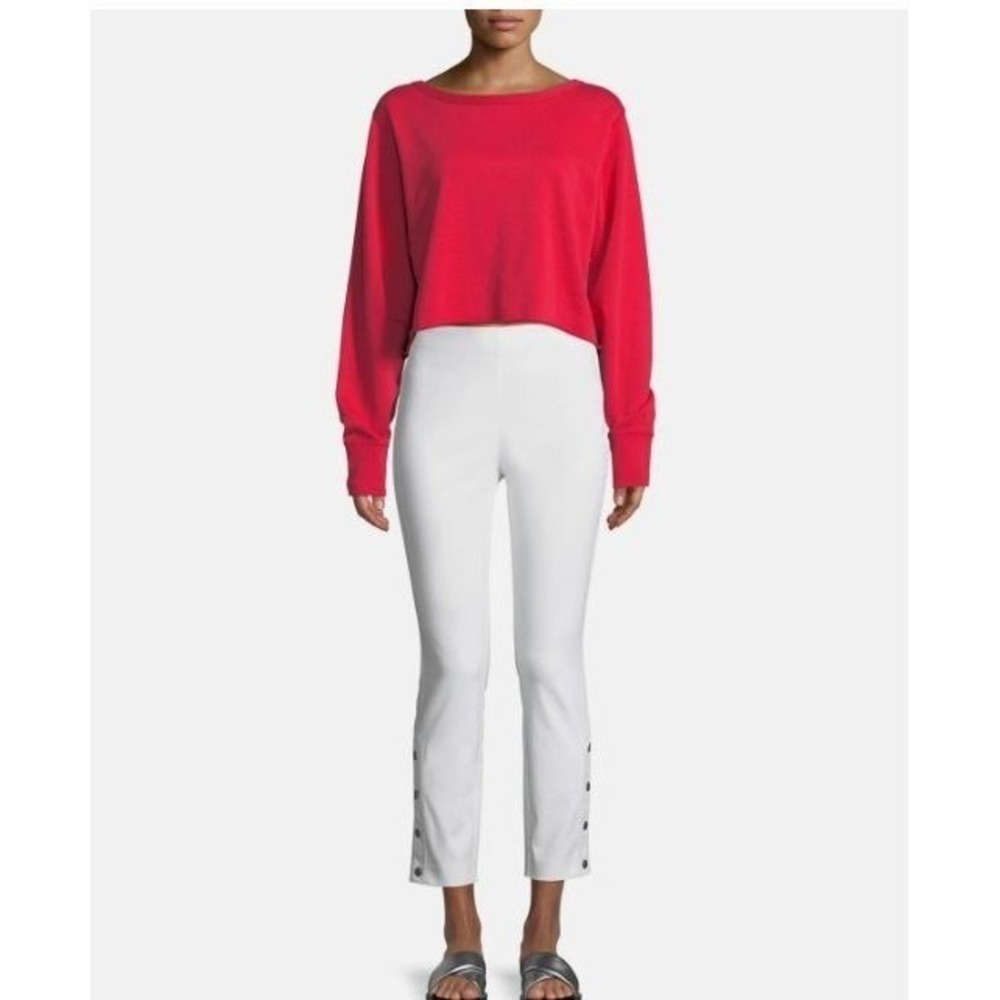 rag & bone Simone Snap Pant Women 10 White High Rise Ankle Skinny Tapered Leg